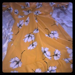 mustard yellow floral fall dress NWOT
